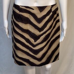 Lauren Ralph Lauren 100% Cotton Tan Brown Zebra Pencil Mini Skirt Sz Petite 12